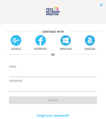 PRTG in the Cloud Login Screen PRTG in the Cloud Login Screen